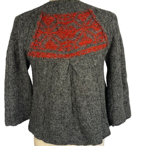 Free People Alpaca Wool Blend Button Front Cardigan Sweater Grey Medium - Picture 6 of 10